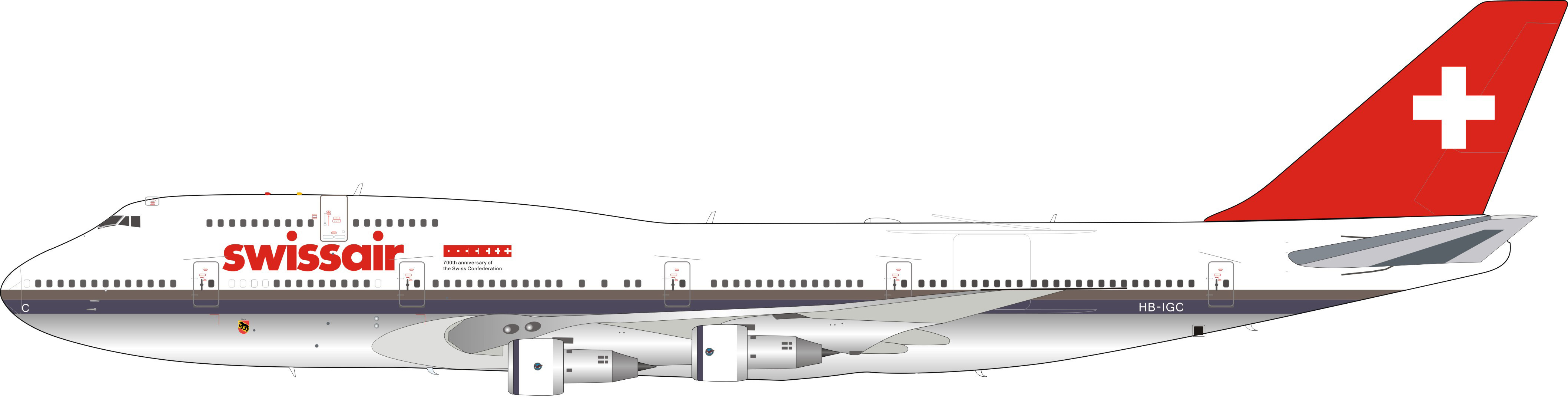 1:200 Swissair Boeing 747-300 HB-IGC (B-743-IGC-P)
