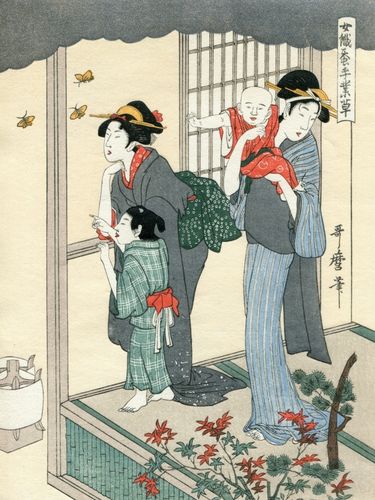 Utamaro Kitagawa, Image No 08: Vol de papillon de nuit