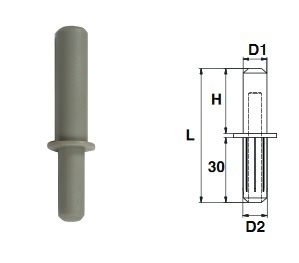 Achse, wechselbar InOX/ PVC - d1=11 d2=11