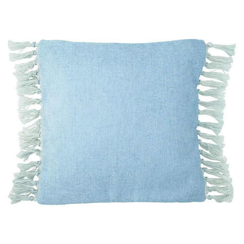 Kissenhülle "Velvet" (pale blue) mit Fransen, 45x45 cm von GreenGate. Cushion cover