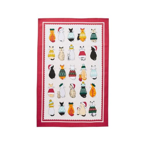 Geschirrtuch "Christmas Cats in Waiting" von Ulster Weavers. Cotton tea towel