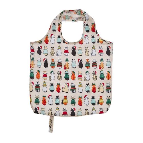 Mini-Maxi Shopper "Christmas Cats in Waiting" von Ulster Weavers. Packable Bag