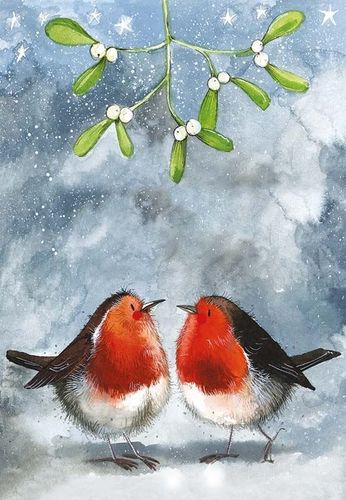 Geschirrtuch "Robins & Mistletoe" von Alex Clark. Tea towel