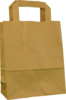 Papiertaschen braun, mit Flachhenkel - 180+80x220 mm
