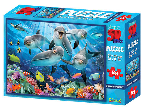 Prime 3D - Dolphin Delight - 63 Teile - Selfie Puzzle