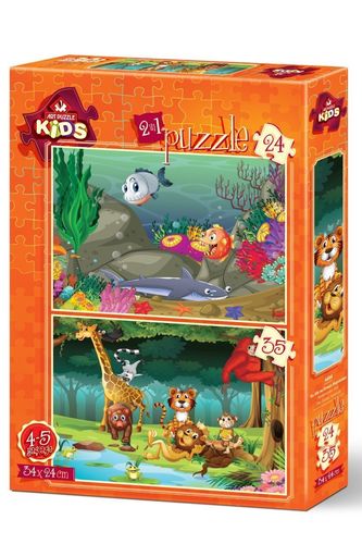 Art Puzzle Kids - Underwater & the Forest Animals -2er Set