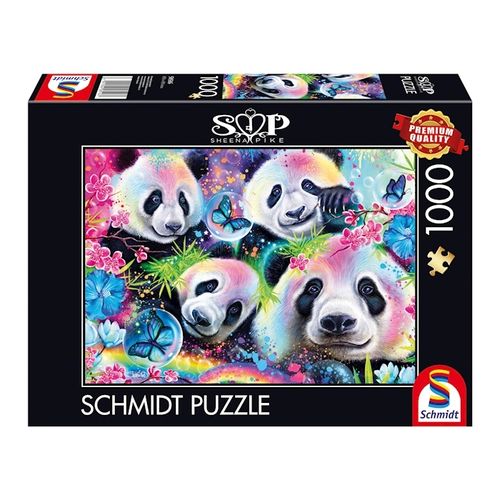 Schmidt - Neon Blumen-Pandas - 1000 Teile