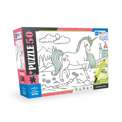 Blue Focus - Coloring Puzzle - Cute Unicorn - 50 Teile