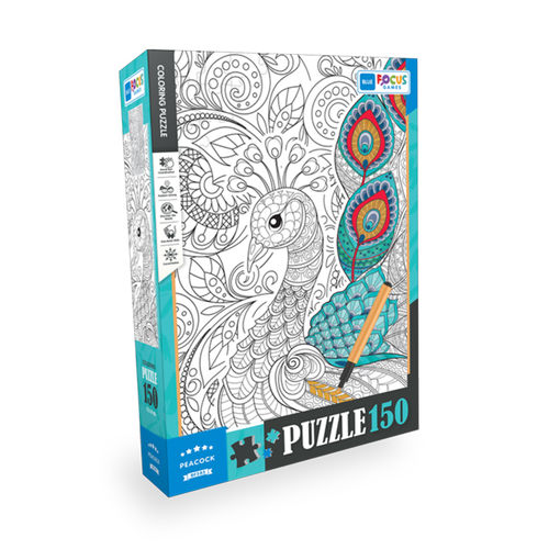 Blue Focus - Coloring Puzzle - Peacock - 150 Teile