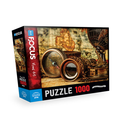 Blue Focus - Vintage Compass and Binoculars - 1000 Teile