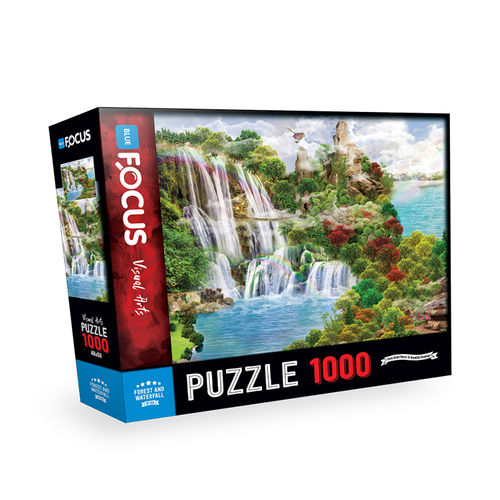 Blue Focus - Forest and Waterfall - 1000 Teile