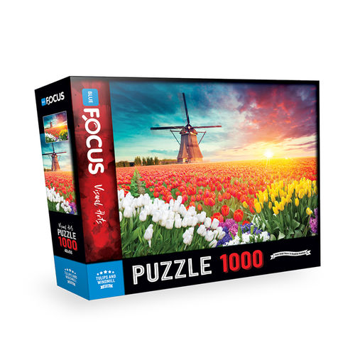 Blue Focus - Tulips and Windmill - 1000 Teile